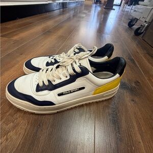 Polo by Ralph Lauren Men's White, Navy, and Yellow Sneakers